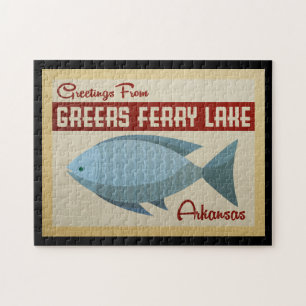 Puzzle Greers Ferry Lake Fish Vintage Travel