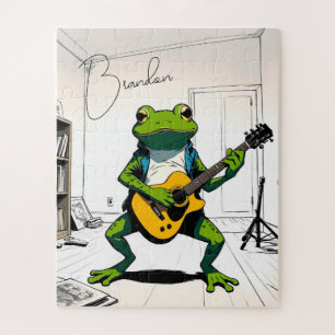 Puzzle Grenouille cool jouer de la guitare dans le studio