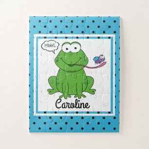 Puzzle Grenouille mignonne sur Pois, Enfants personnalisé