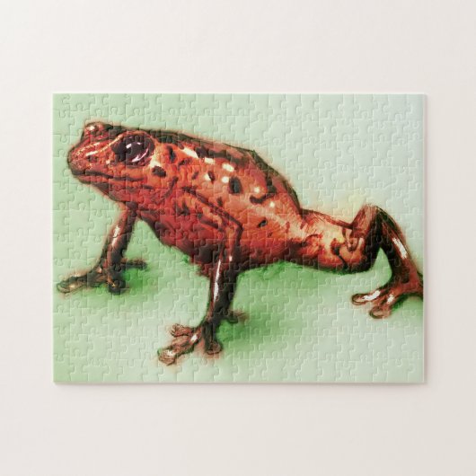 Puzzle Grenouille rouge, dessin d'animaux sauvages en ver (Horizontal)