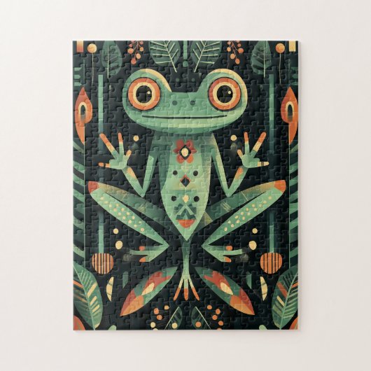 Puzzle Grenouille verte géométrique (Vertical)