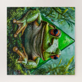 Puzzle Grenouille Verte Vibrante Aux Yeux Frappants (Horizontal)