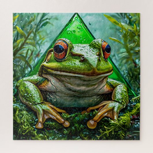 Puzzle Grenouille Verte Vibrante Aux Yeux Frappants (Vertical)
