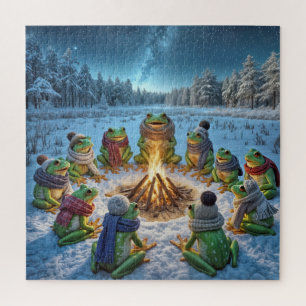 Puzzle Grenouilles se rassemblant autour d'un feu de camp