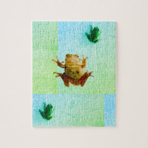 Puzzle Grenouilles Toits Vert bleu 4Alex