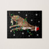 Puzzle greyhound christmas light cute santa greyhound (Horizontal)