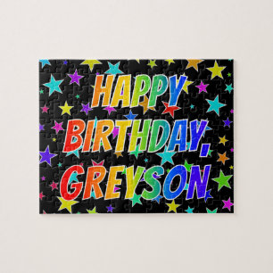 Puzzle "GREYSON" Prénom, amusant "HEUREUX ANNIVERSAIRE"