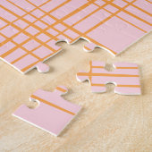 Puzzle Grille mignonne Lignes Motif Pastel rose et orange (Côté)