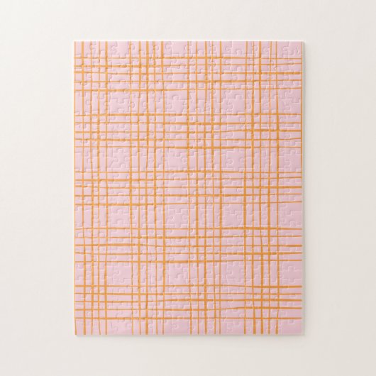 Puzzle Grille mignonne Lignes Motif Pastel rose et orange (Vertical)