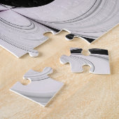 Puzzle Gris Noir Abstrait Avec Art Fractal Magenta (Côté)