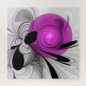 Puzzle Gris Noir Abstrait Avec Art Fractal Magenta (Horizontal)