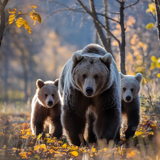 Puzzle Grizzly Bear Mama et Cubs