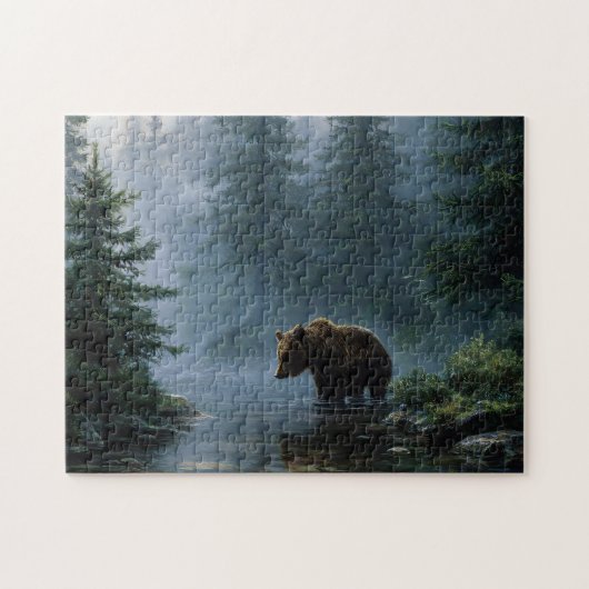 Puzzle Grizzly Bear Misty Forest (Horizontal)
