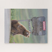 Puzzle Grizzly Bear Plays With Sign (Horizontal)