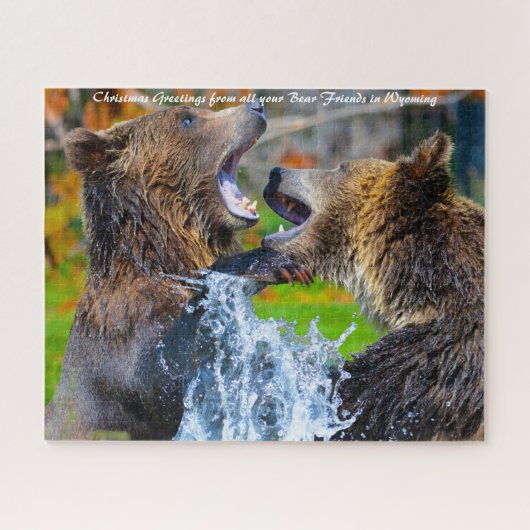 Puzzle Grizzly Oears Wyoming. voeux de Noël (Horizontal)