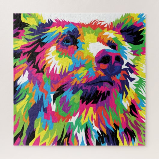Puzzle Grizzly ours pop art coloré (Vertical)