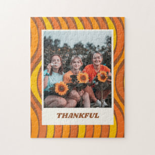 Puzzle Groovy 70s Autumn Orange Brown Custom Photo