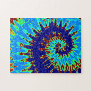 Puzzle Groovy Bleu Marine et Teinture en Spirale Bleu Cla