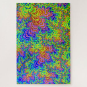 Puzzle Groovy Coloré Boho Hippie Trippy Arc-en-Ciel Fract