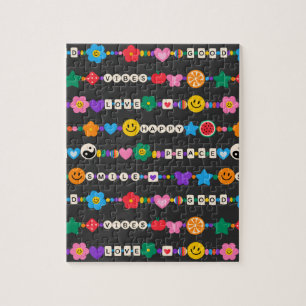 Puzzle Groovy Good Vibes Love Smile Retro Beads