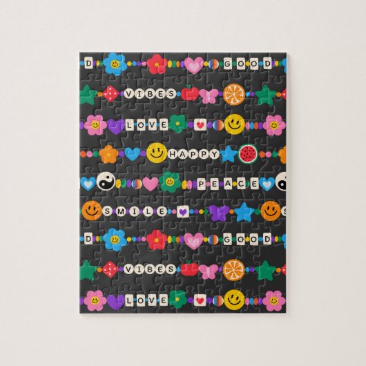 Puzzle Groovy Good Vibes Love Smile Retro Beads (Vertical)