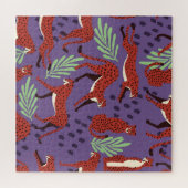 Puzzle Gros chats exotiques, motif plante tropical. (Horizontal)