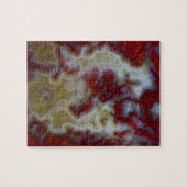 Puzzle Gros plan d'une dalle d'agate mousse rouge (Horizontal)
