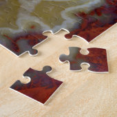 Puzzle Gros plan d'une dalle d'agate mousse rouge (Côté)