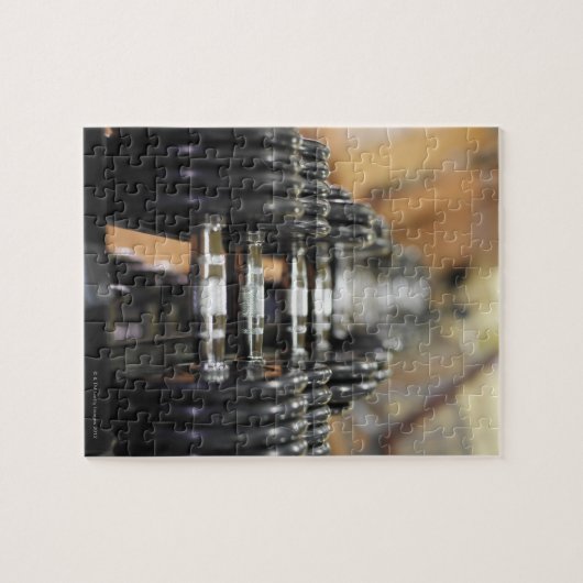 Puzzle Gros plan d'une rangée de haltères (Horizontal)