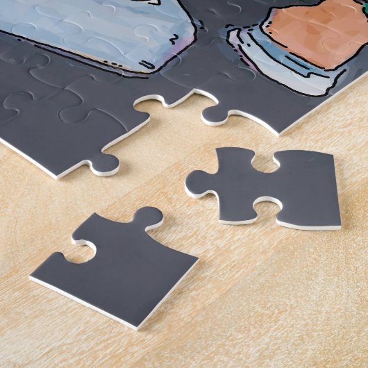 Puzzle Gros Vase de Fleurs Chat noir (Côté)