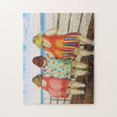 Puzzle Grosses filles basées vintages à la plage (Vertical)