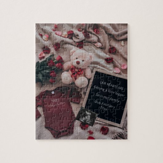 Puzzle Grossesse romantique avec Roses & Teddy (Vertical)