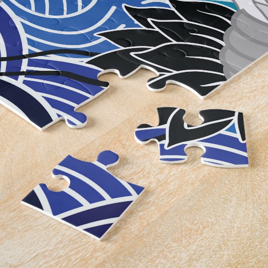 Puzzle Grue japonaise : Motif orné d'oiseaux. (Côté)