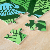 Puzzle Grues japonaises, Jade Green et Bleu clair (Côté)