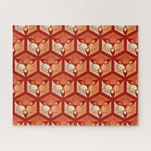 Puzzle Grues japonaises, mandarin et orange clair
