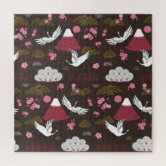 Puzzle Grues japonaises : Motif traditionnel sans couture (Vertical)