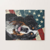 Puzzle Grunge American Flag Bernese Mountain Dog (Horizontal)