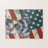 Puzzle Grunge American Flag Miniature Schnauzer Dog (Horizontal)