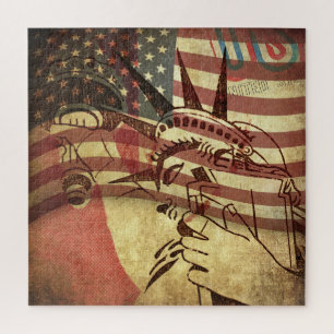 Puzzle Grunge drapeau américain : arrière - plan texturé.