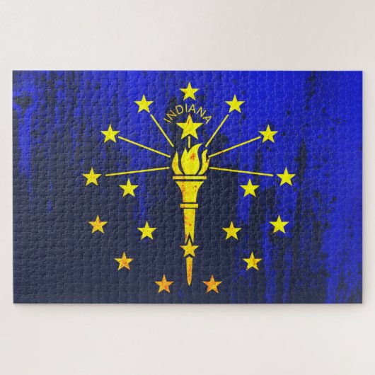 Puzzle Grunge du drapeau de l'État de l'Indiana (Horizontal)