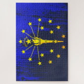 Puzzle Grunge du drapeau de l'État de l'Indiana (Vertical)