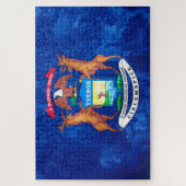 Puzzle Grunge du drapeau de l'État du Michigan (Vertical)