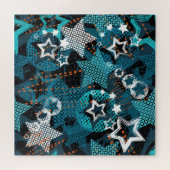 Puzzle Grunge star motif, design pour enfants ludique. (Horizontal)