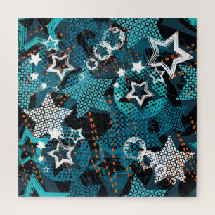 Puzzle Grunge star motif, design pour enfants ludique.