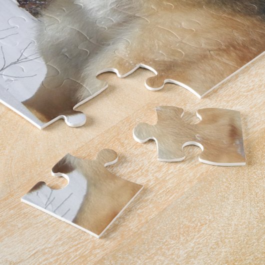 Puzzle GSD dans la neige d'hiver (Côté)