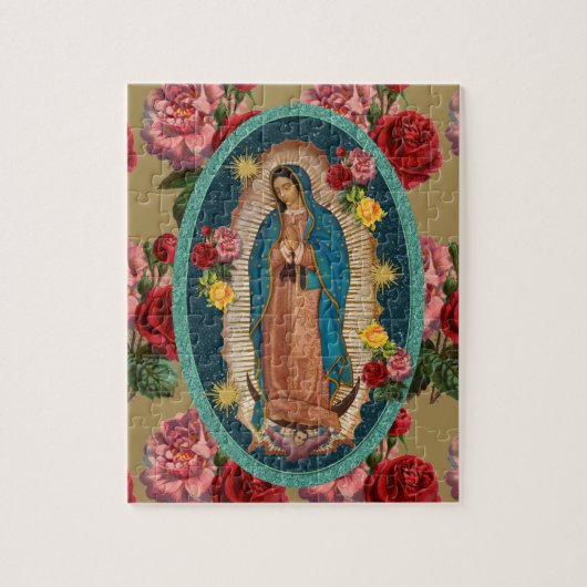 Puzzle Guadalupe Vierge Marie Roses rouges Religieux (Vertical)