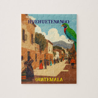 Puzzle GUATEMALA, HUEHUETENANGO Retro poster