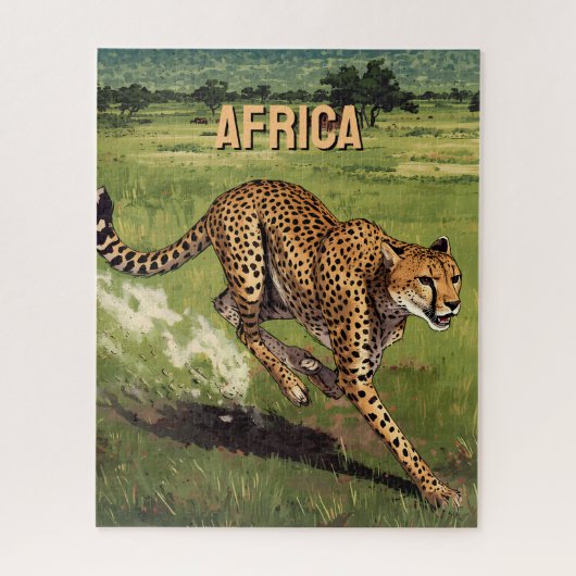 Puzzle Guépard Retro Africa Scénique (Vertical)