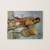 Puzzle Guerrier de Comanche avec un bouclier, une lance (Horizontal)