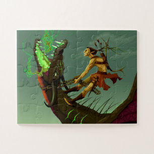 Puzzle Guerrier elfe combattant un dragon